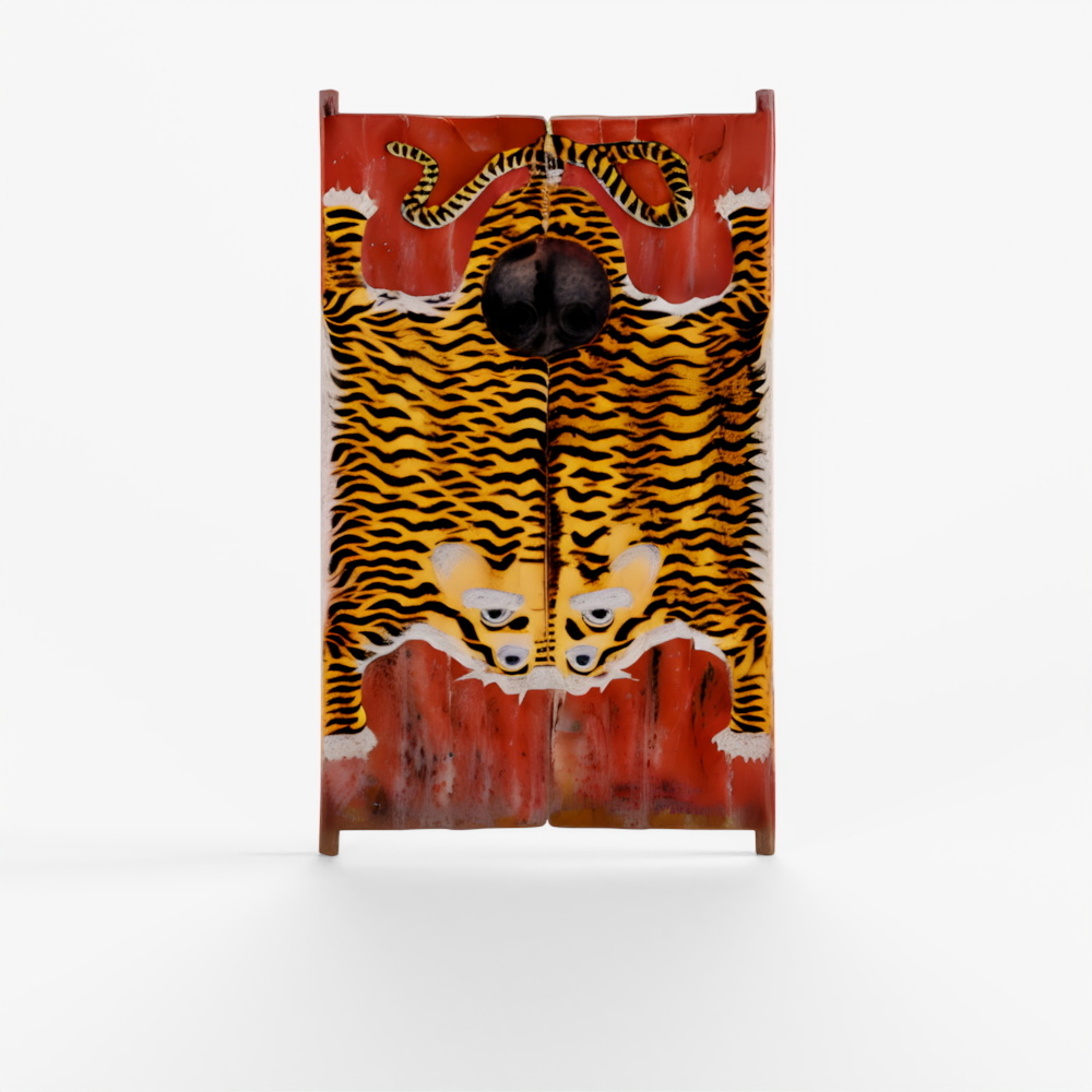 INDIGO Painted Tiger Doors from Qinghai