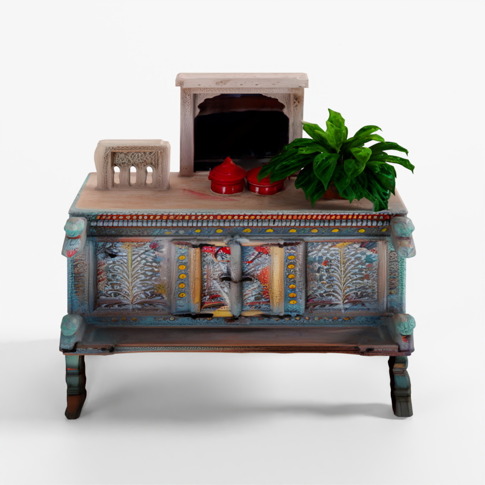 РОСПИСНОЙ НАЦИОНАЛЬНЫЙ СУНДУК INDIGO Majus для приданого из Саураштры