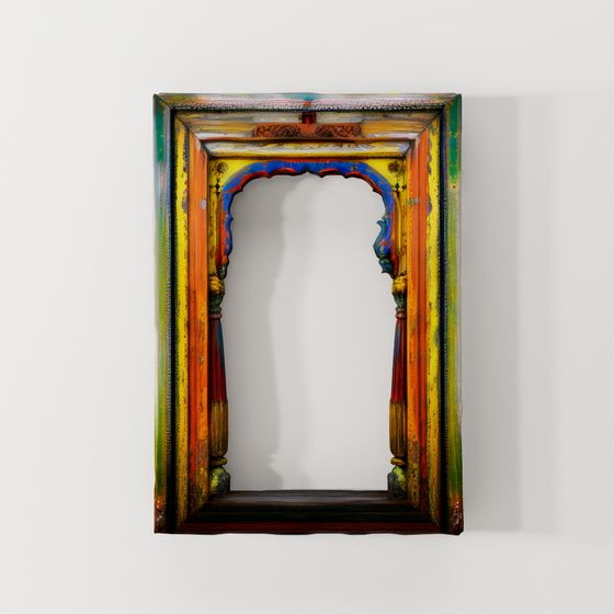 INDIGO Painted Teak Door Mirror From Andhra Prades