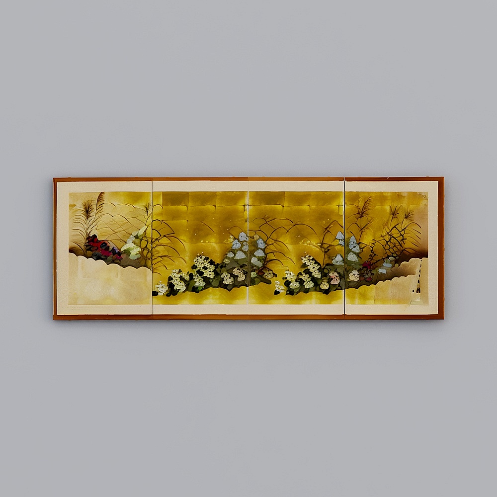 INDIGO Rinpa Style Byobu Screen - Early 20th Century