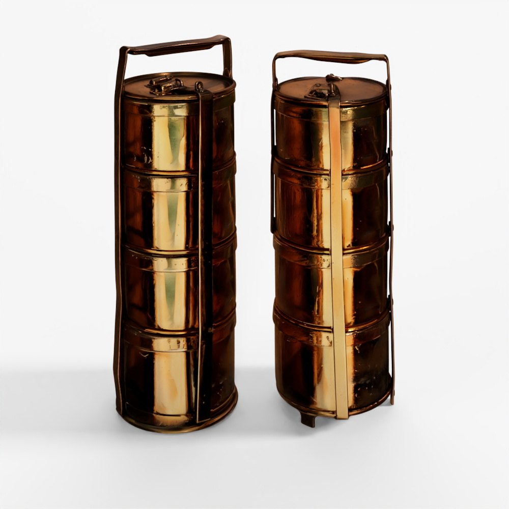 INDIGO 4 Tier Indian Vintage Brass Tiffin Box Set