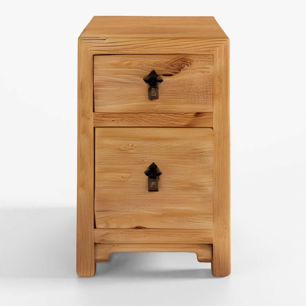 INDIGO 2 Drawer Bedside Cabinet Made From Old Sunburst Wood