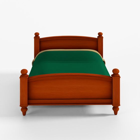 Vintage Double Bed 3D Asset