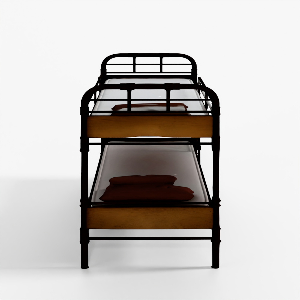 PBR Bunk Bed with Mattress 3D Asset VR-AR Ready