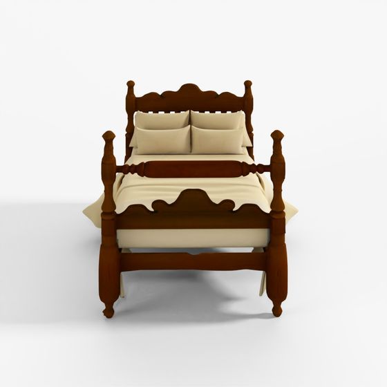 3D Model Antique Wooden Bed