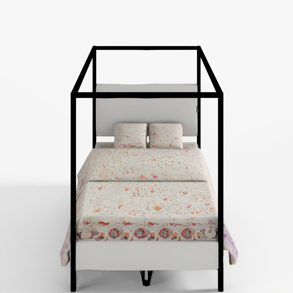 Atwell Canopy Bed Queen Matte Black 3D Model