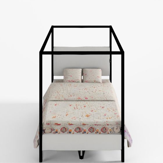 Atwell Canopy Bed Queen Matte Black 3D Model