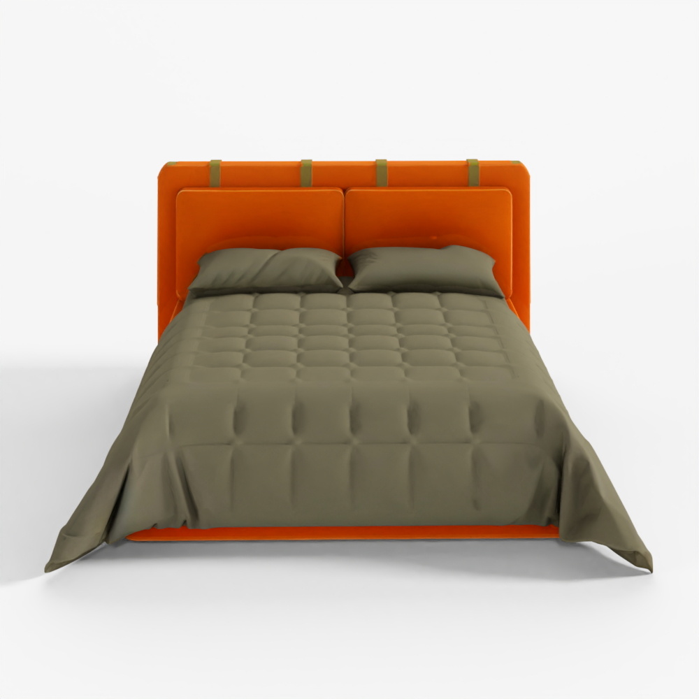 Bed with Pillows and Blanket 001 3D Model