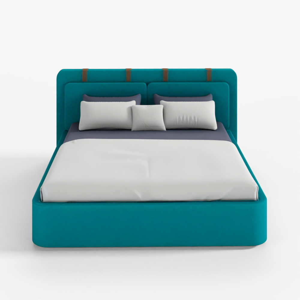 Bed with Pillows and Blanket 003 3D