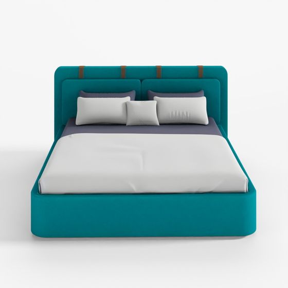 Bed with Pillows and Blanket 003 3D