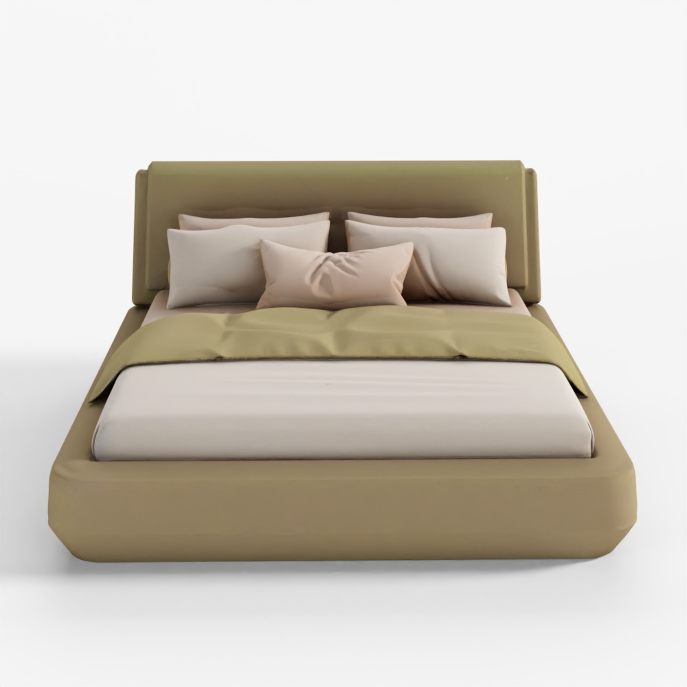 Bed with Pillows and Blanket 022 3D