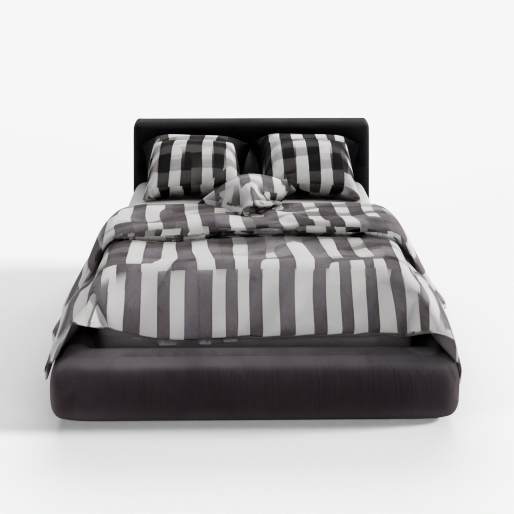 Bed with Pillows and Blanket 010 3D Model