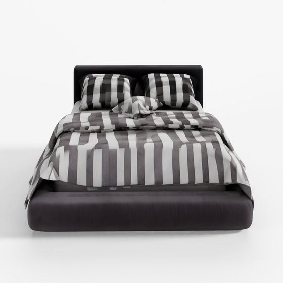 Bed with Pillows and Blanket 010 3D Model