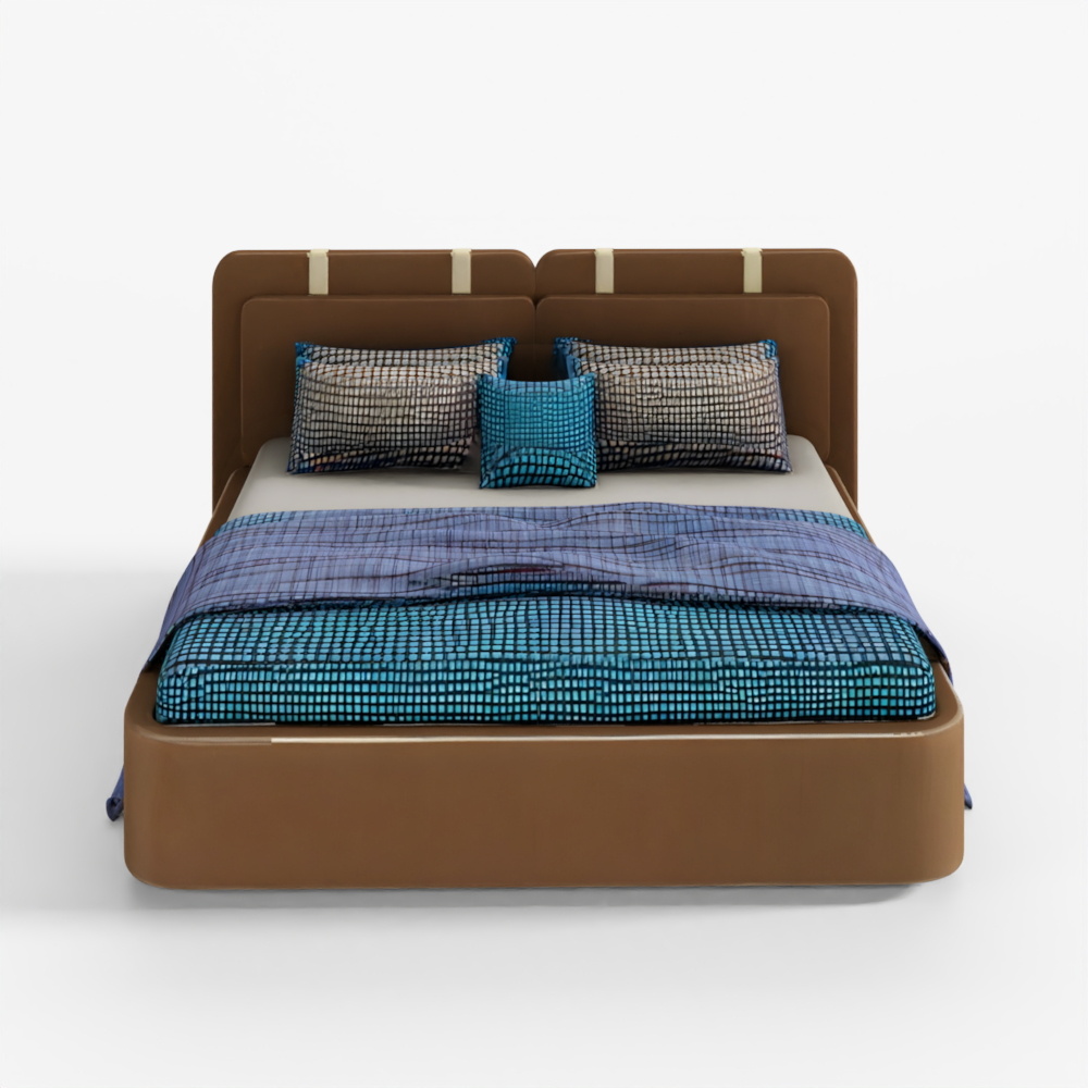 Bed with Pillows and Blanket 019 3D Model