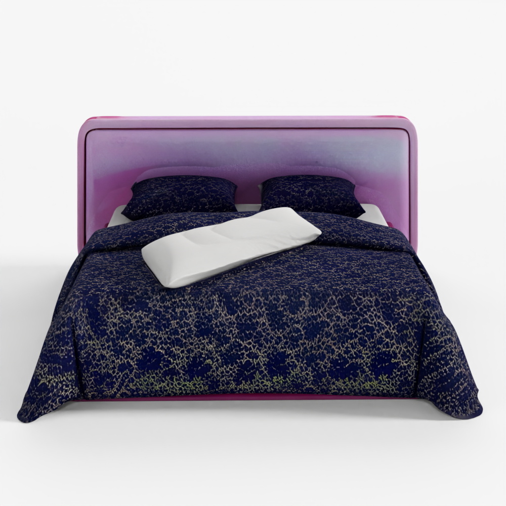 Bed with Pillows and Blanket 027 3D Model