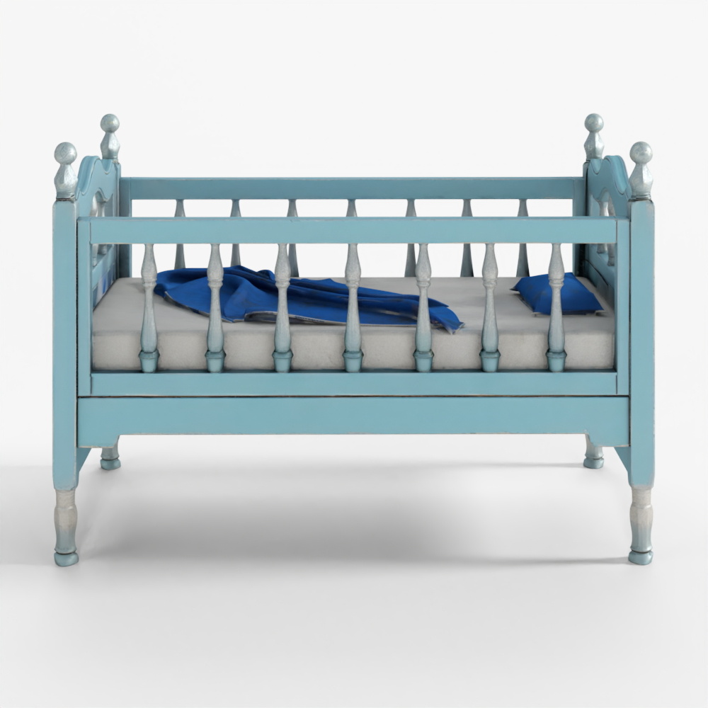 3D Asset Game Ready Vintage Baby Crib