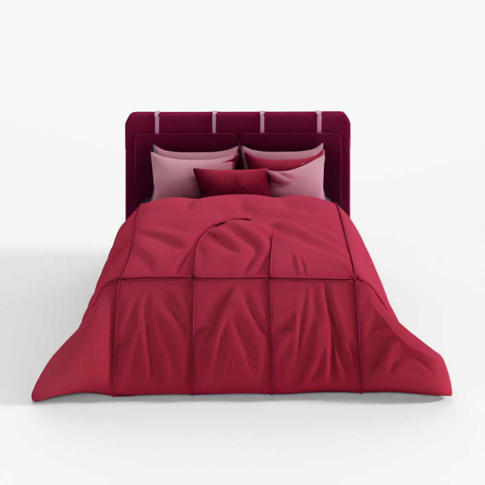 3D Bed with Pillows and Blanket 004