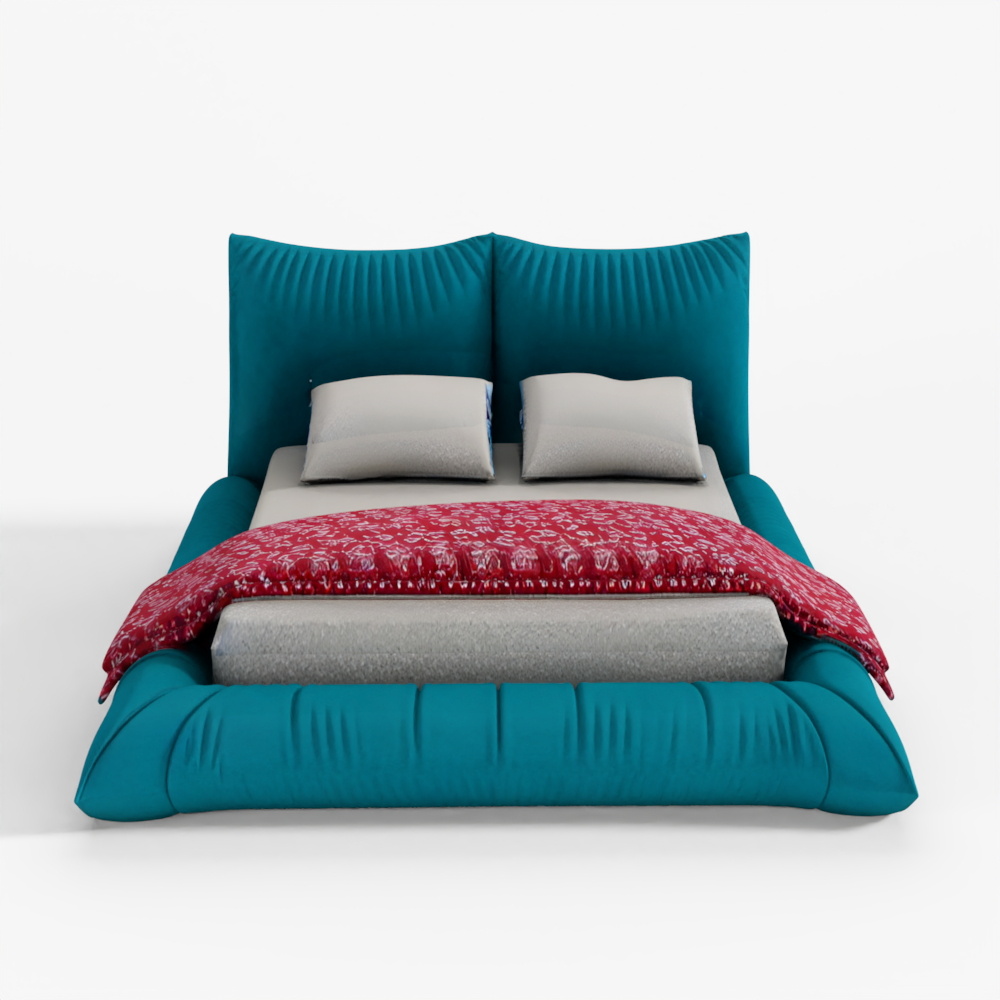 3D Model Bed with Pillows and Blanket 032