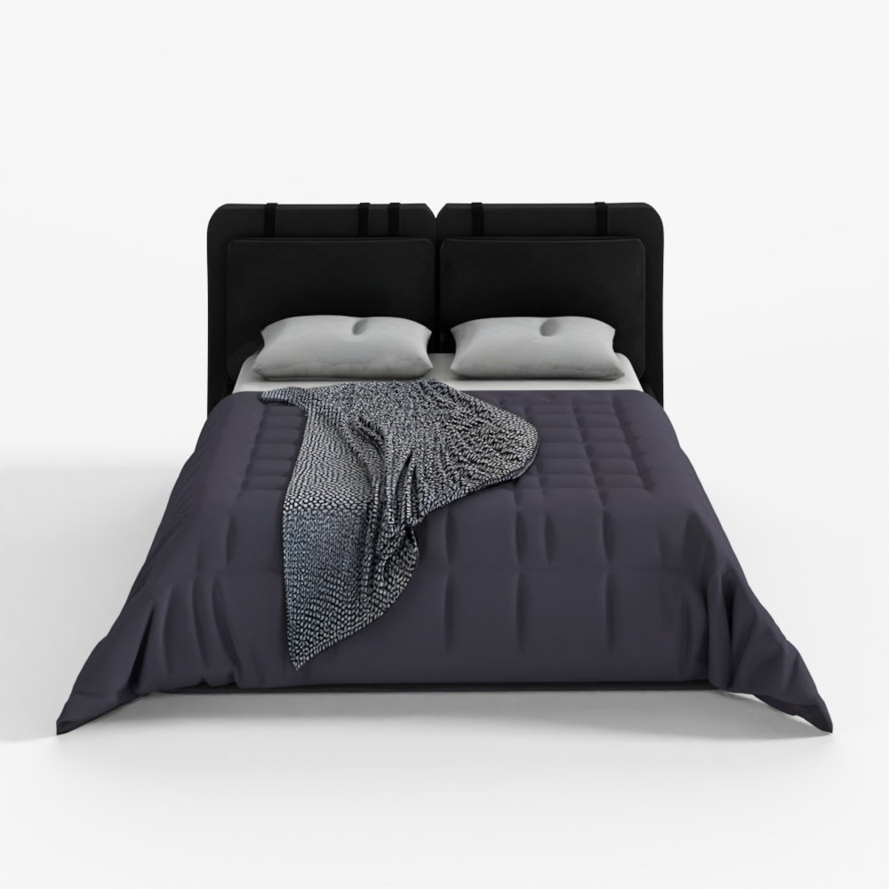 3D Model Bed with Pillows and Blanket 017