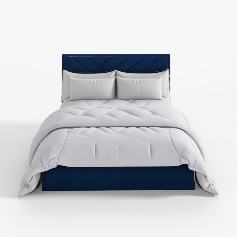 3D Jay Velvet-Finish Ottoman Bed