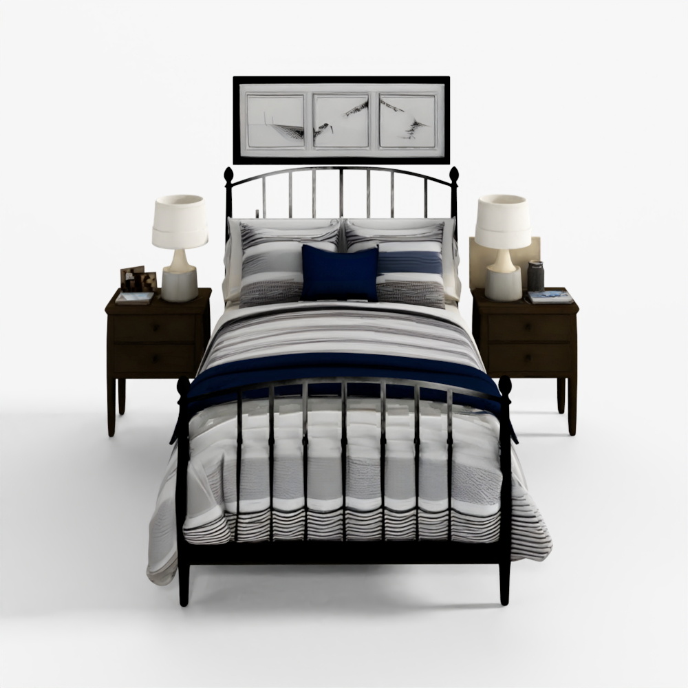 3D Crate and Barrel Mason Shadow Queen Bed