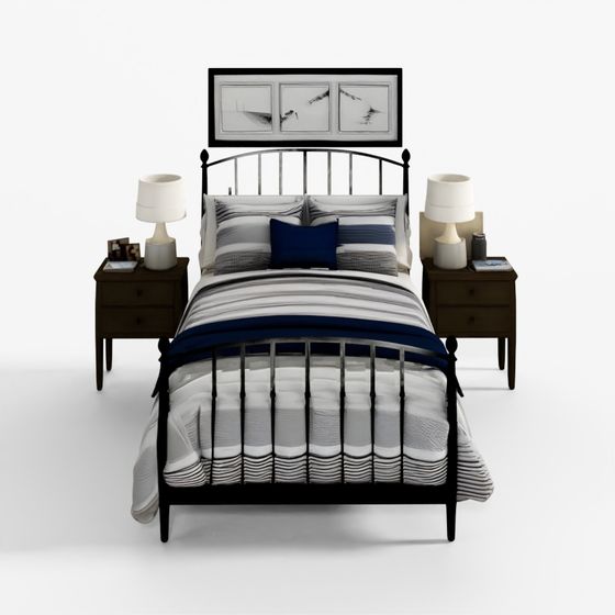 3D Crate and Barrel Mason Shadow Queen Bed