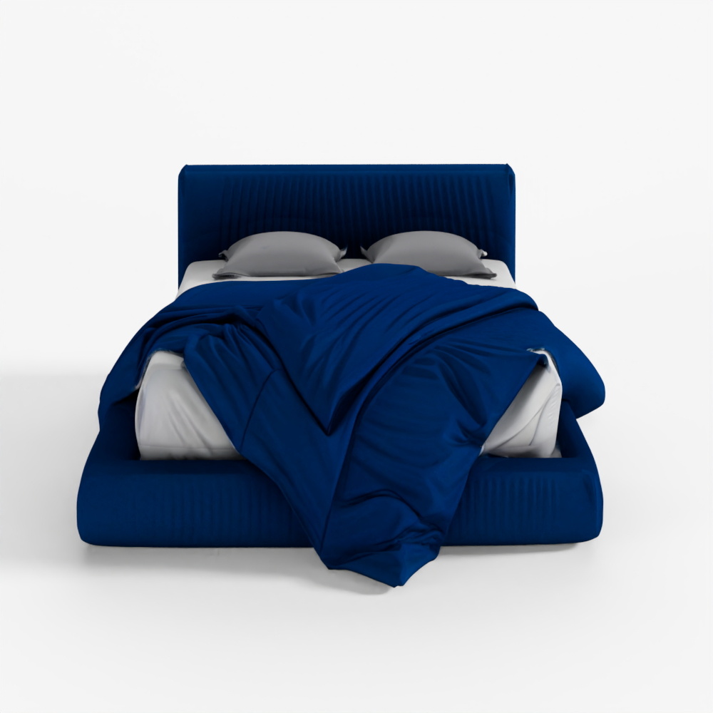 3D Model Bed with Pillows and Blanket 012