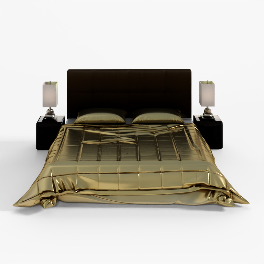 3D Model Contemporary Double Bed Setup 003