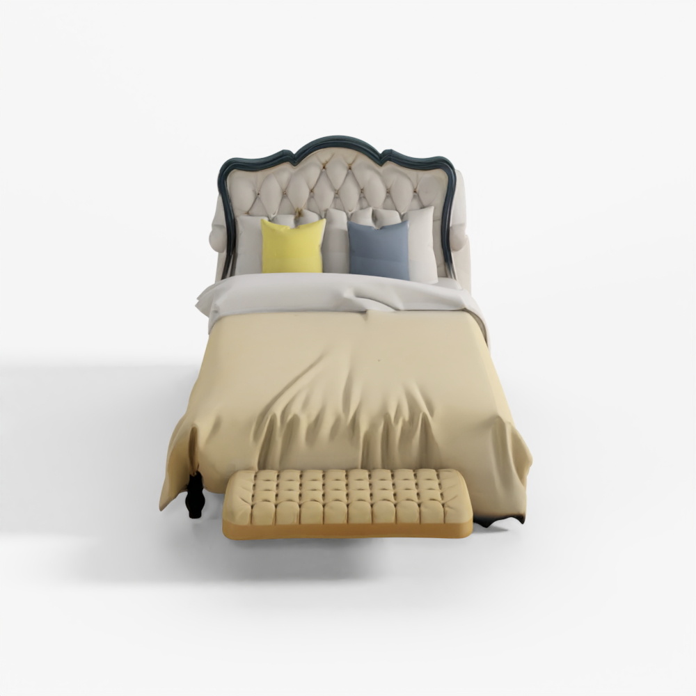 3D Model Blue-Yellow Bedroom