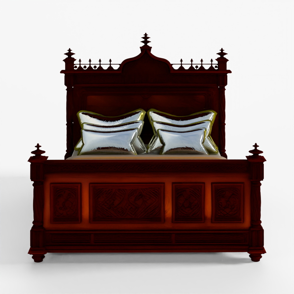 3D Model Decorated Victorian Bed with Linens