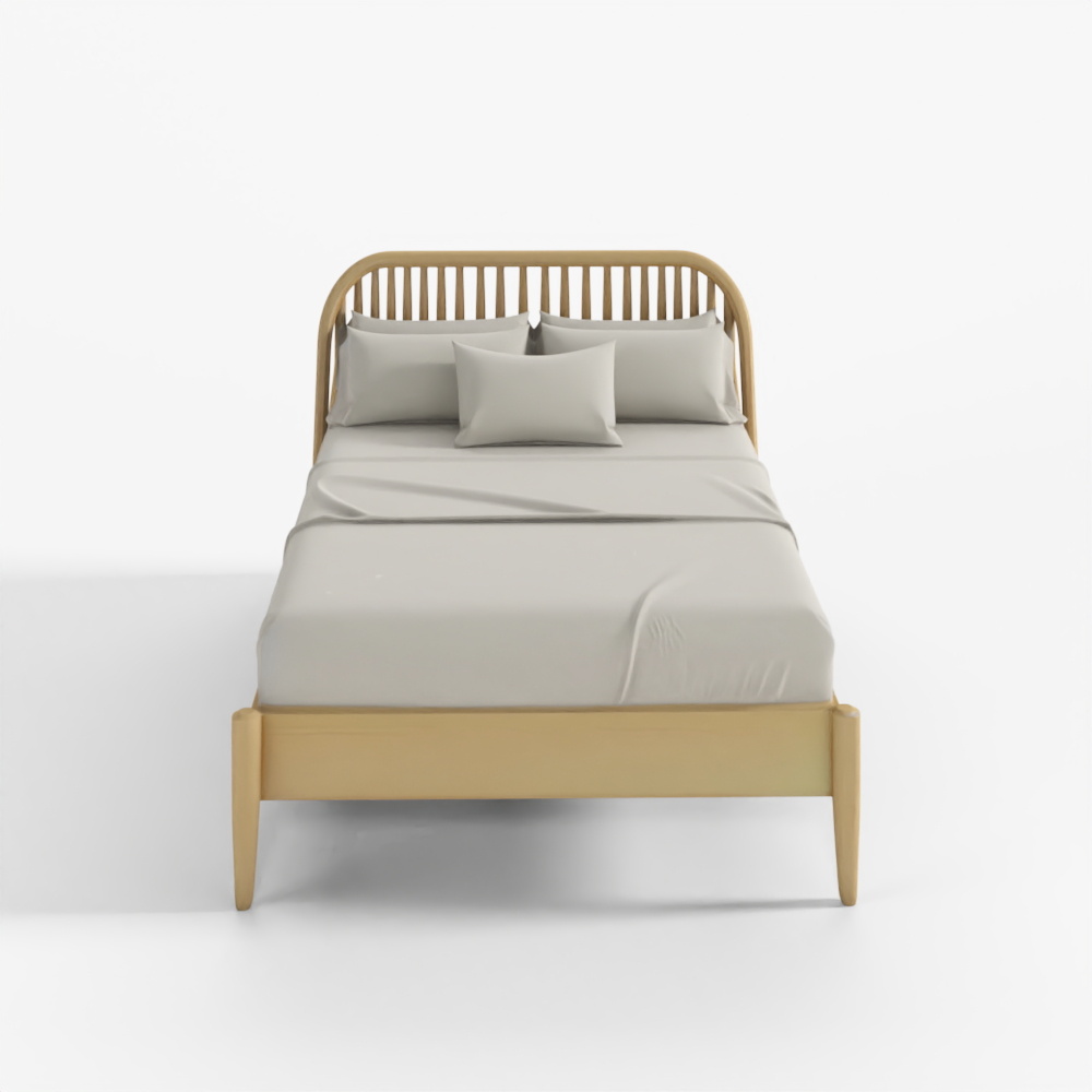 3D Model Bodie Oak Spindle Kids Queen Bed