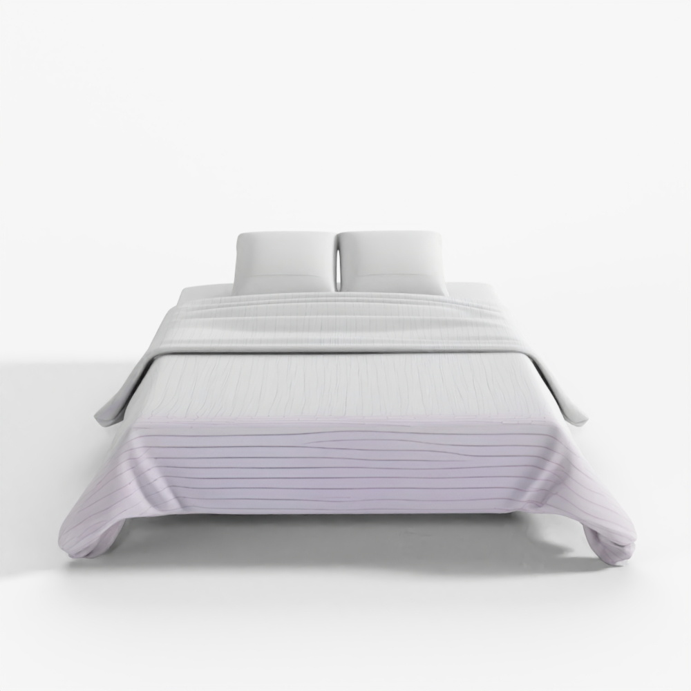 3D Model Frayed Edge Stripe Quilt King White