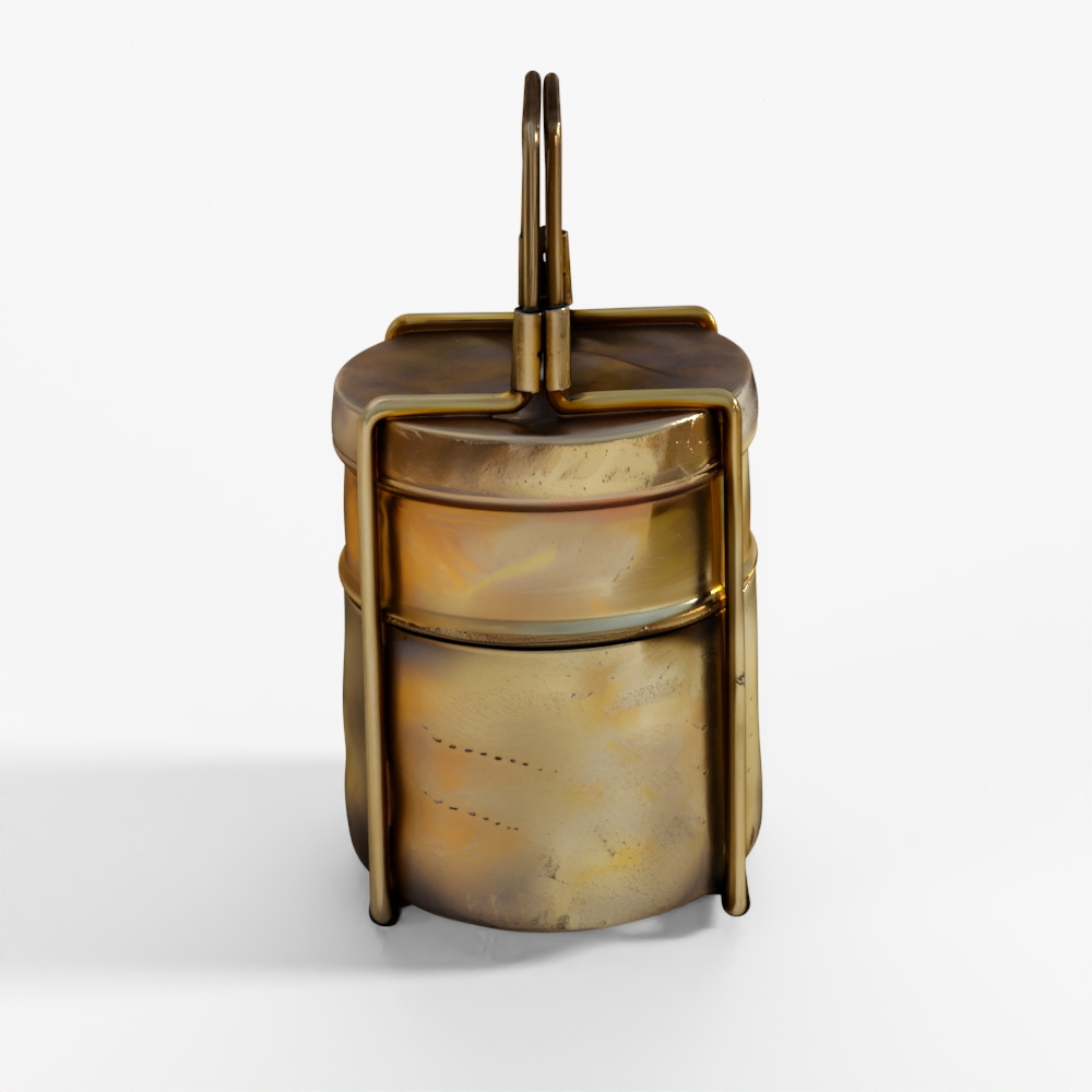 Set de Boîtes Tiffin Vintage Indiennes en Laiton INDIGO à 2 Niveaux