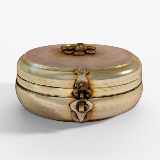 INDIGO Indian Brass Chapati Box - Ca 1910