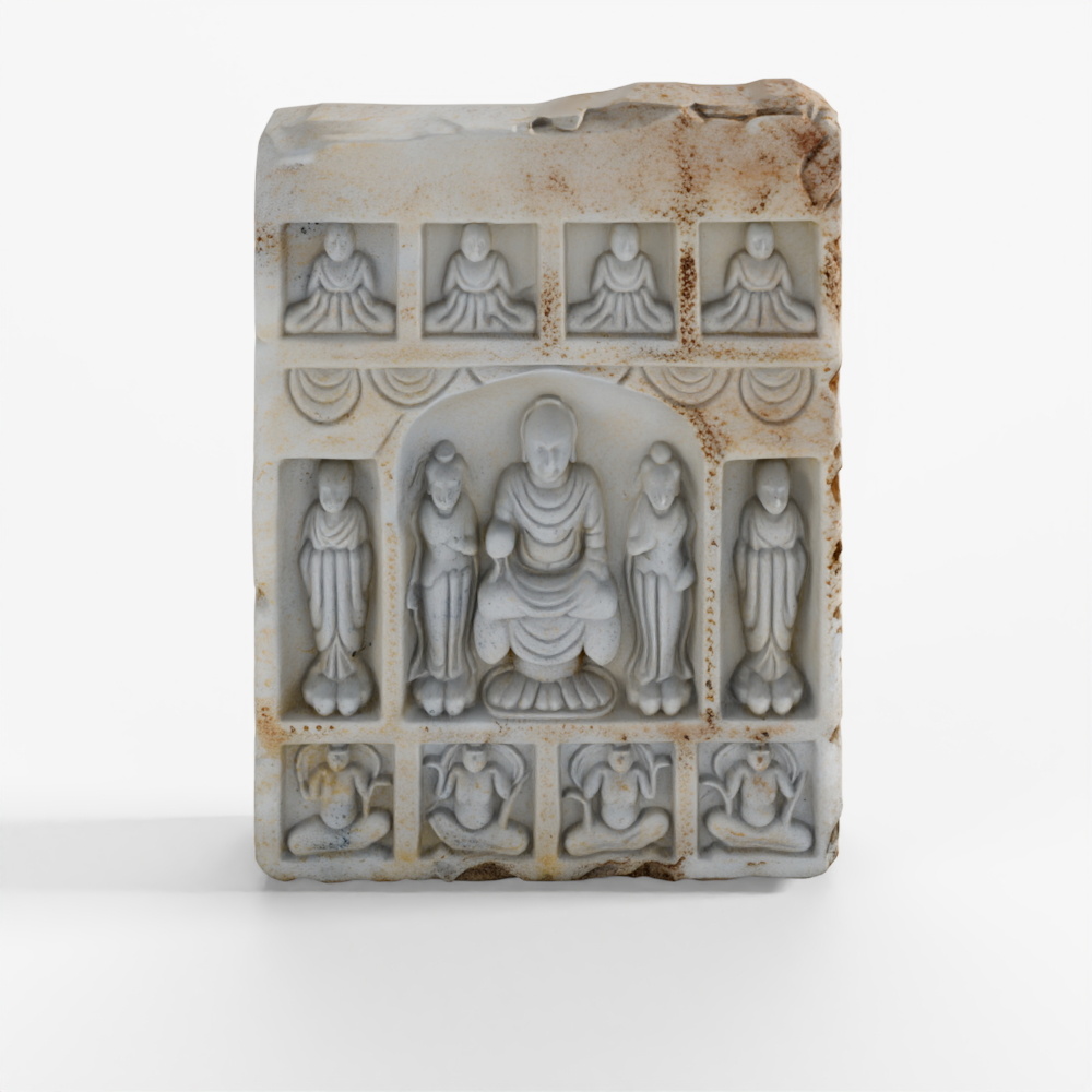 Stèle de Bouddha Sculptée à la Main en Marbre INDIGO de Hebei