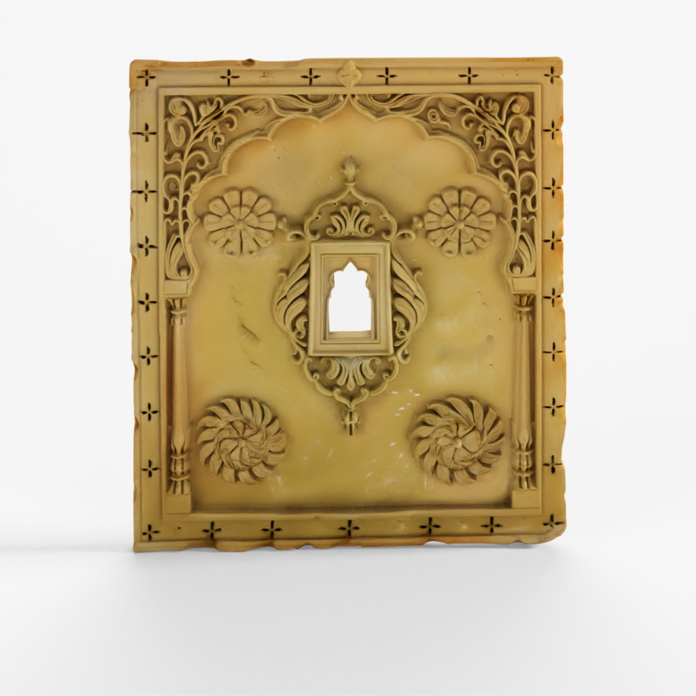 INDIGO Carved Stone Window Jharokha Panel From Jaipur