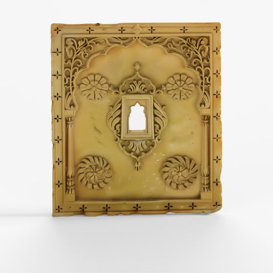 INDIGO Carved Stone Window Jharokha Panel From Jaipur