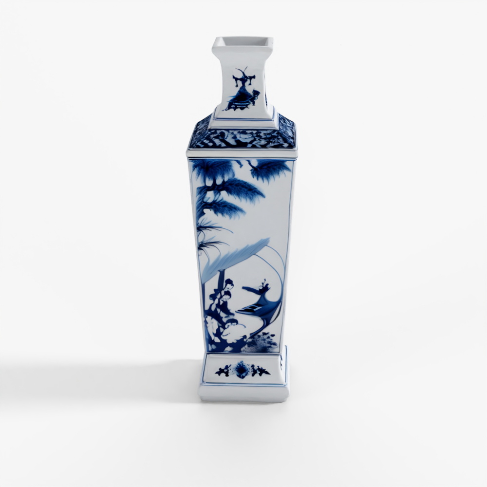 Vase Carré en Porcelaine Bleue et Blanche INDIGO - Femmes