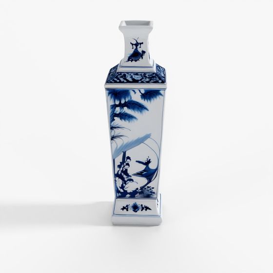 Vase Carré en Porcelaine Bleue et Blanche INDIGO - Femmes