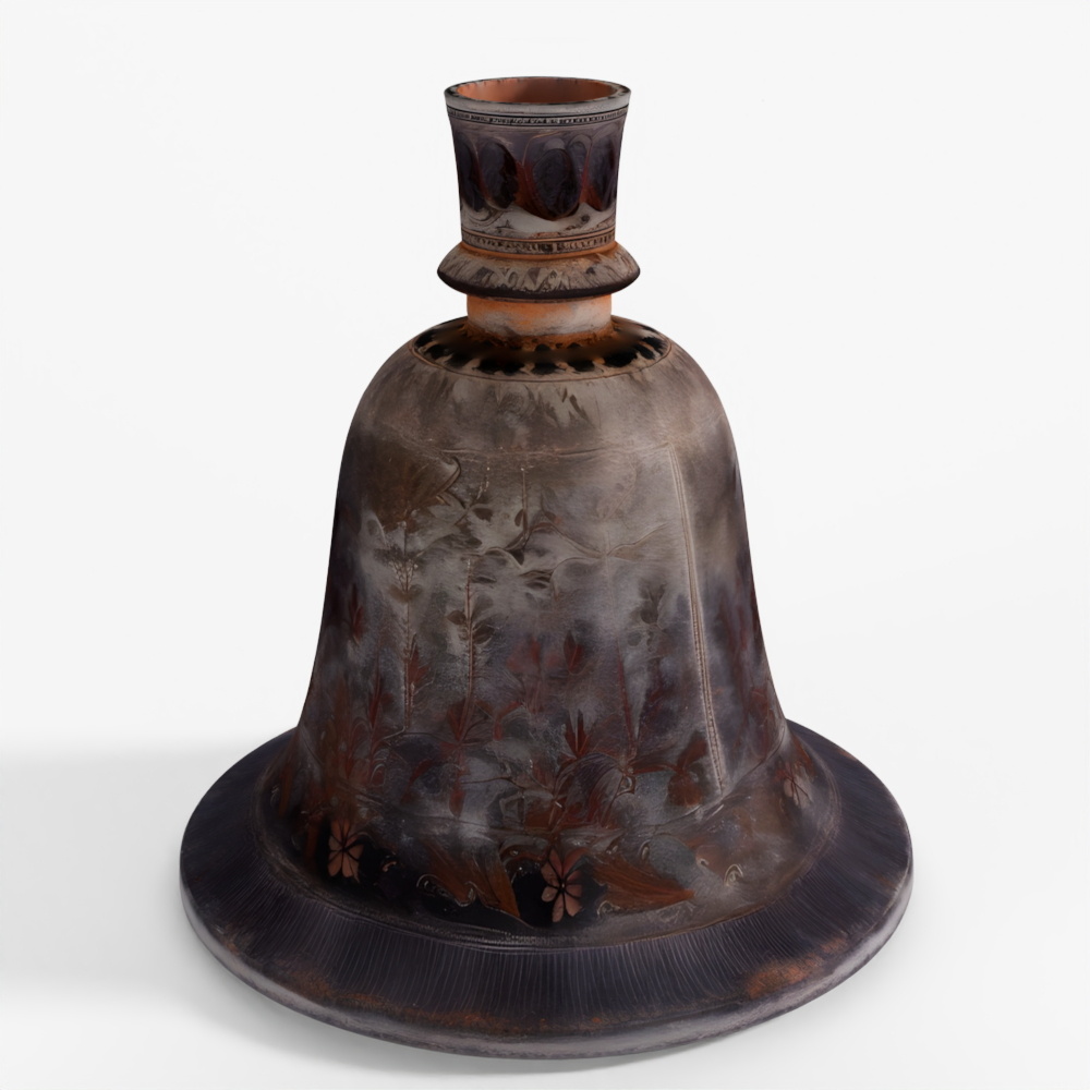 INDIGO Bidriware Hookah Base from India - 19th Century