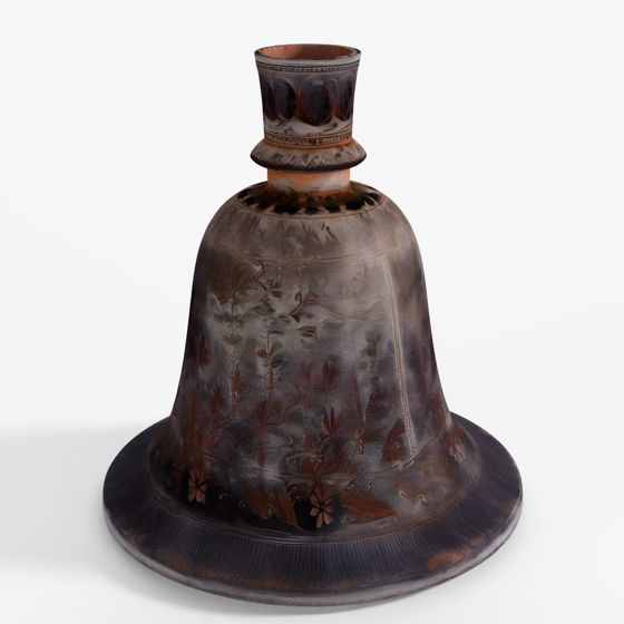 INDIGO Bidriware Hookah Base from India - 19th Century
