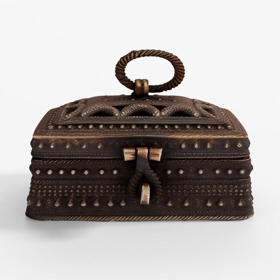 INDIGO Brass Dhokra Work Money Box From Orissa - 19th Century