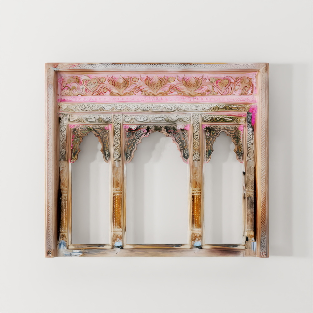 Indian Jharokha Triple Mirror - Rajasthani Style +1