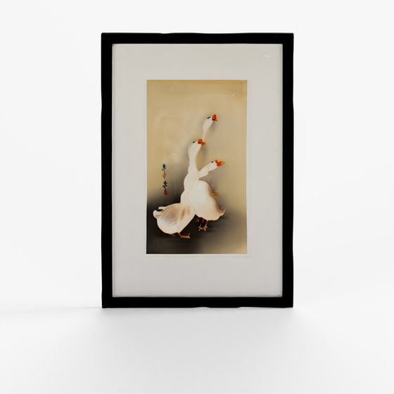 Estampe sur Bois de Canards INDIGO par Ohara Koson - Début 20ème Siècle