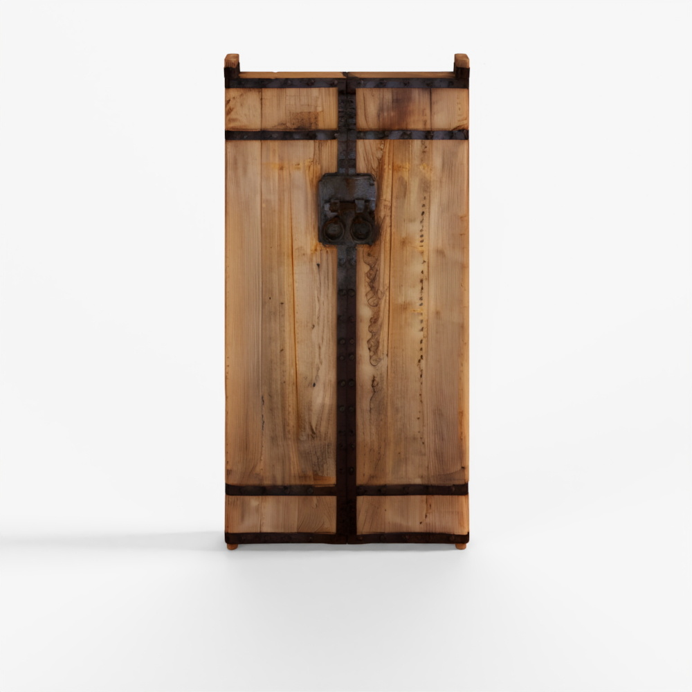 Iron Bound Elm Doors From Shanxi Province - 19th Century