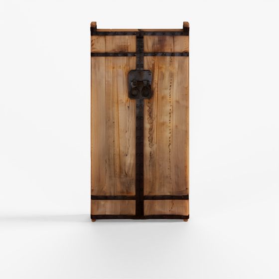 Iron Bound Elm Doors From Shanxi Province - 19th Century