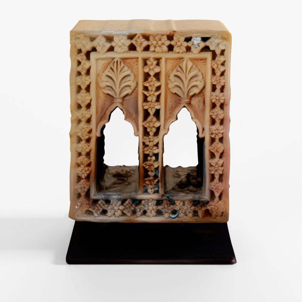 INDIGO 2 Way Stone Lamp Niche From Jaisalmer - 19th Century