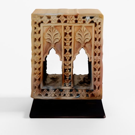 INDIGO 2 Way Stone Lamp Niche From Jaisalmer - 19th Century