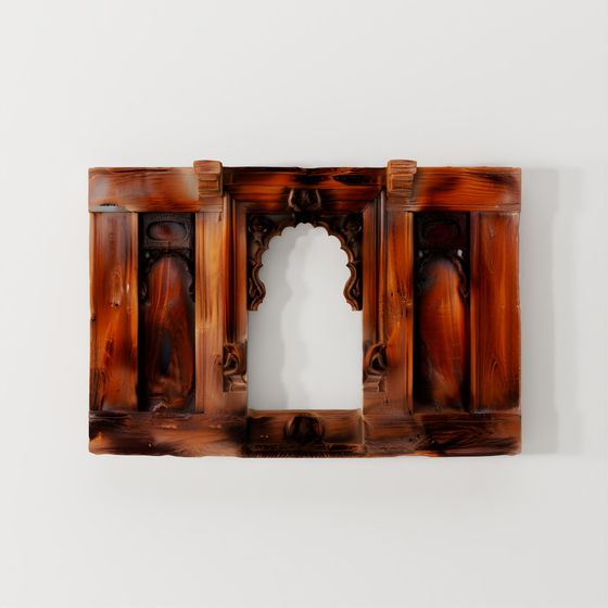 INDIGO Carved Teak Mirror From Pratapgargh - Early