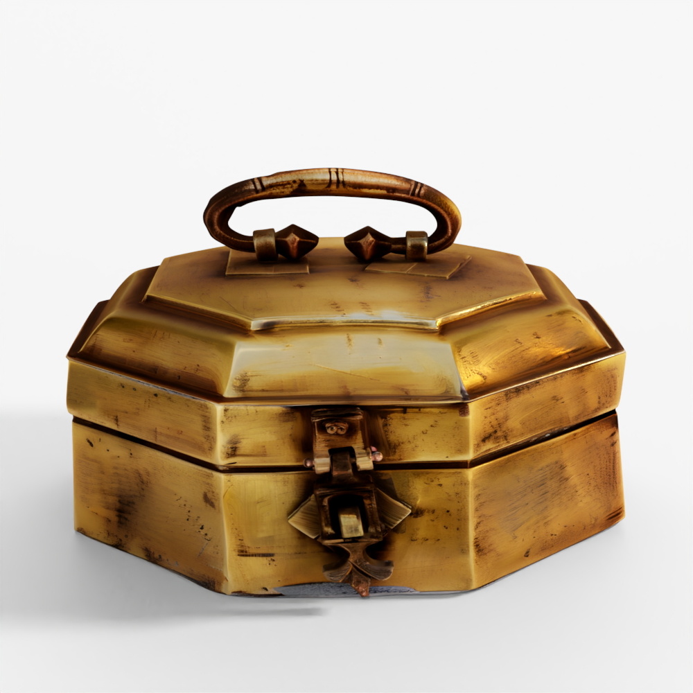 INDIGO Indian Brass Paan Box From Rajasthan - Early